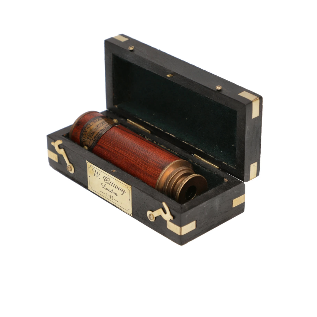 Royal Navy 1915 Brass Telescope with Wooden Box Royal Navy 1915 Brass Telescope with Wooden Box