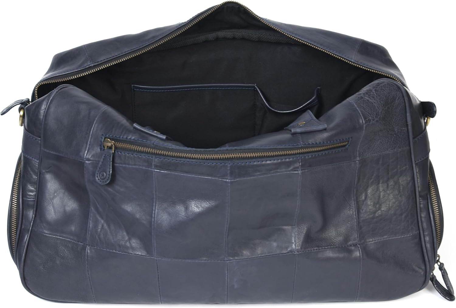 Aaron Leather Duffle Bag for Men, 30L Overnight Weekender Garment Duffel Bags for Travel, Carry on Mens Weekend Bag for Traveling, Gym, Luggage Bag, Perfect Classic Gift for Father'S Day - Navy Blue