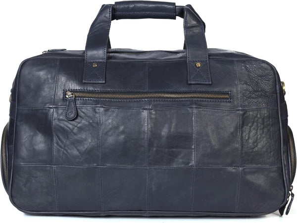 Aaron Leather Duffle Bag for Men, 30L Overnight Weekender Garment Duffel Bags for Travel, Carry on Mens Weekend Bag for Traveling, Gym, Luggage Bag, Perfect Classic Gift for Father'S Day - Navy Blue
