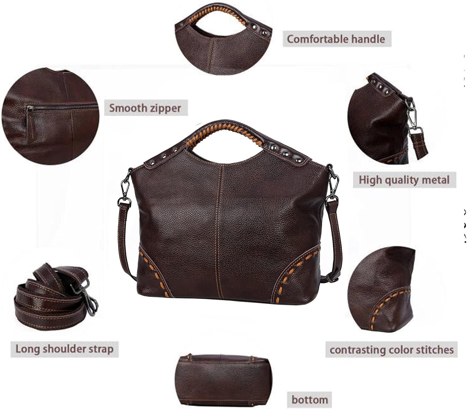 Leather Satchel Bags for Women Designer Crossbody Bag Tote Purses with Compartments Women’S Top Handle Handbags