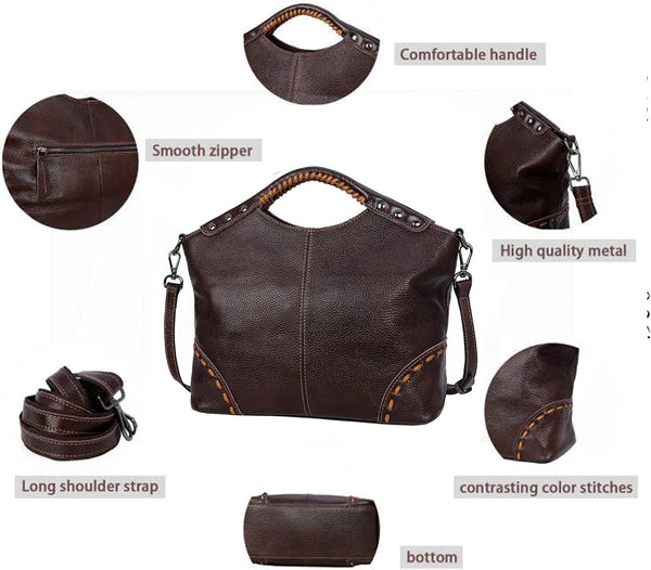 Leather Satchel Bags for Women Designer Crossbody Bag Tote Purses with Compartments Women’S Top Handle Handbags