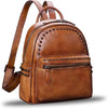 Genuine Leather Backpack for Women Vintage Real Leather Knapsack Purse Shoulder Rucksack Fashion Daypack Bag (Brown)