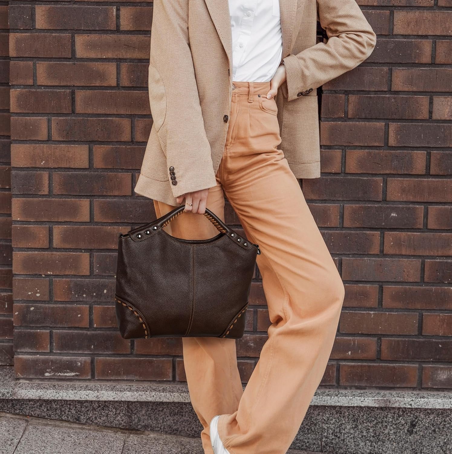 Leather Satchel Bags for Women Designer Crossbody Bag Tote Purses with Compartments Women’S Top Handle Handbags