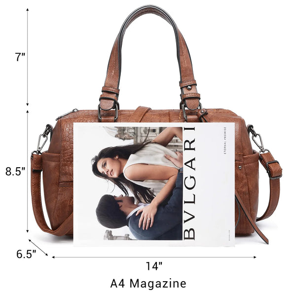 Women Soft Vegan Leather Barrel Bags Large Top Handle Totes Satchel Handbags Shoulder Purse