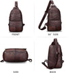 Genuine Leather Sling Bag for Men and Women Vintage Handmade Sling Backpack Shoulder Purse Crossbody Chest Bag (Coffee)