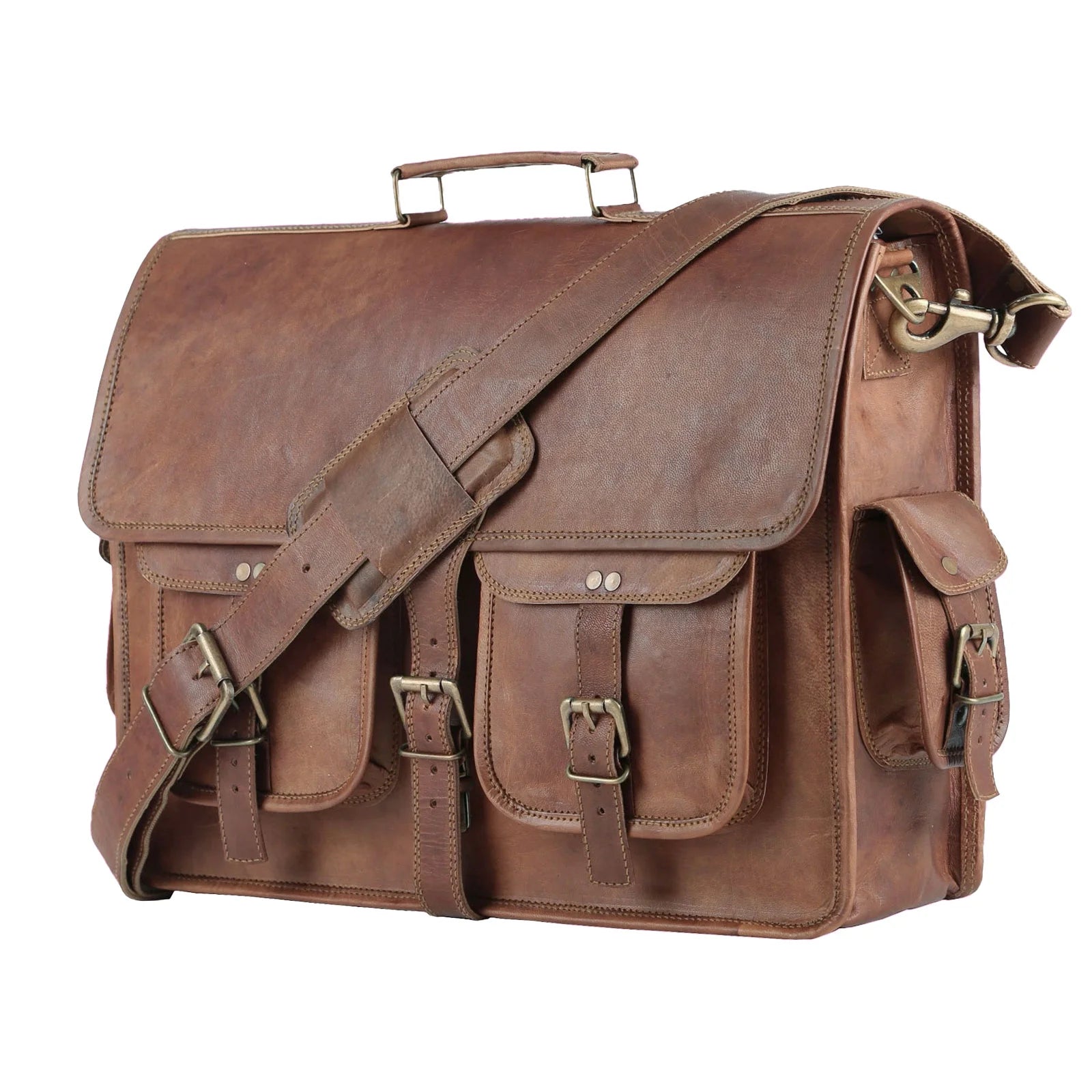 Leather Briefcase Laptop Bag 18 Inch Handmade Messenger Bags Best Satchel by KPL