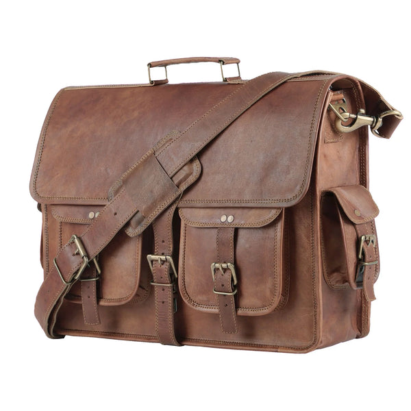 Leather Briefcase Laptop Bag 18 Inch Handmade Messenger Bags Best Satchel by KPL