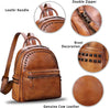 Genuine Leather Backpack for Women Vintage Real Leather Knapsack Purse Shoulder Rucksack Fashion Daypack Bag (Brown)