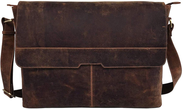 New  Adjustable Straps Vintage Leather 18 Inch Briefcase Shoulder Laptop Bag