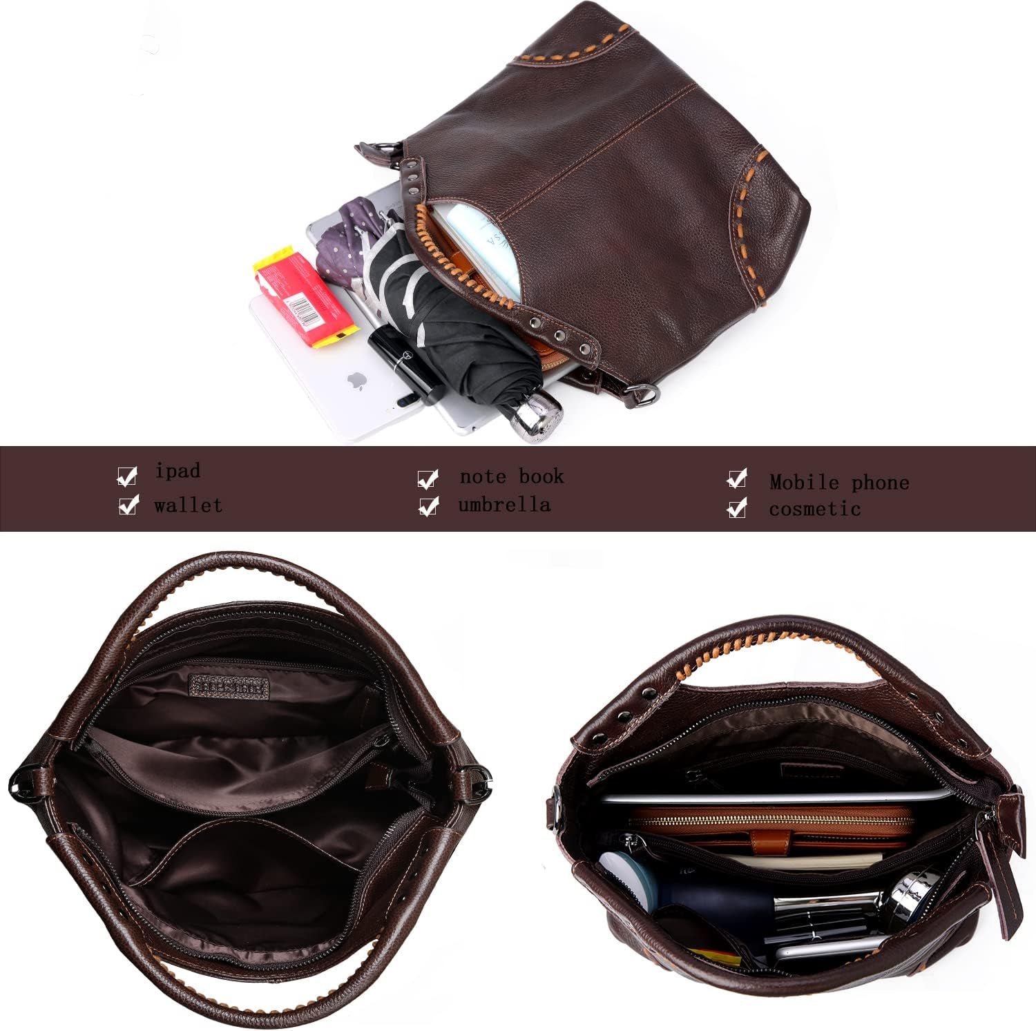 Leather Satchel Bags for Women Designer Crossbody Bag Tote Purses with Compartments Women’S Top Handle Handbags