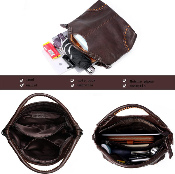 Leather Satchel Bags for Women Designer Crossbody Bag Tote Purses with Compartments Women’S Top Handle Handbags