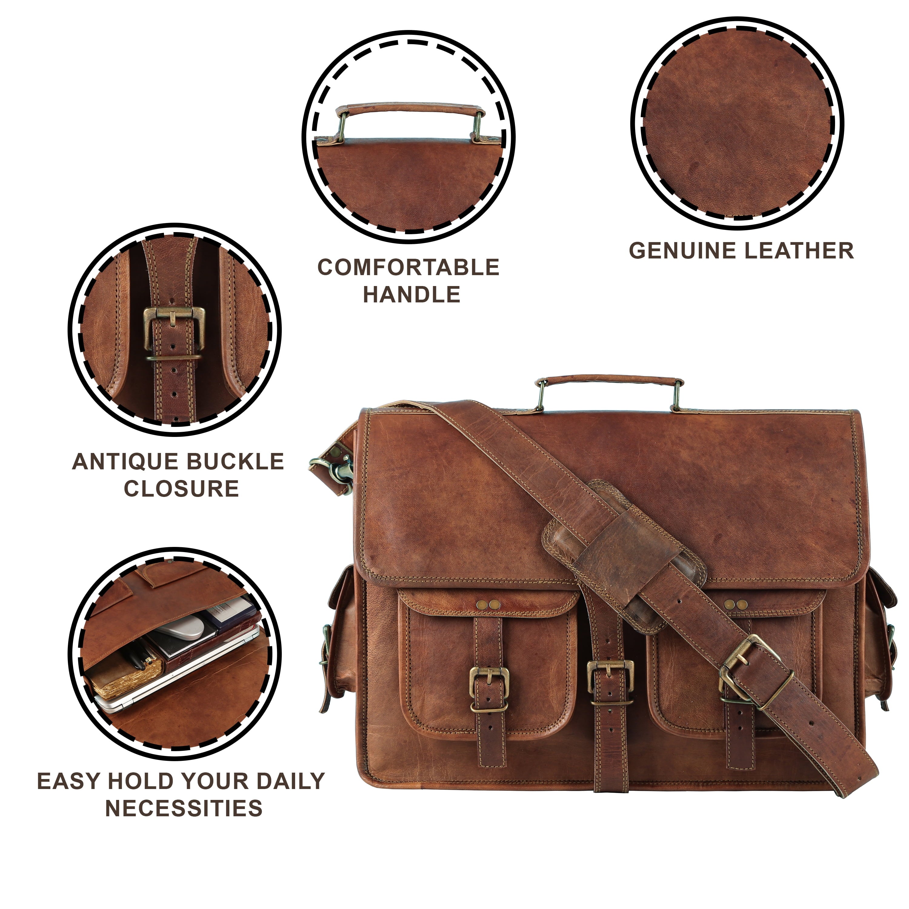 Leather Briefcase Laptop Bag 18 Inch Handmade Messenger Bags Best Satchel by KPL