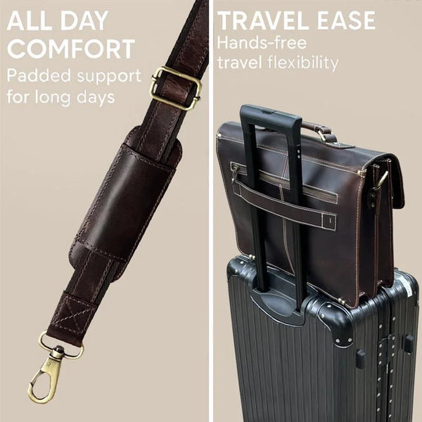 Leather Messenger Bag for Men 16" Laptop Office Business Briefcase Leather Computer Work Bag Shoulder Satchel by