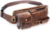 Cowhide Waist Fanny Pack-Genuine Leather and Slim with Adjustable Waistband Oil Coffee