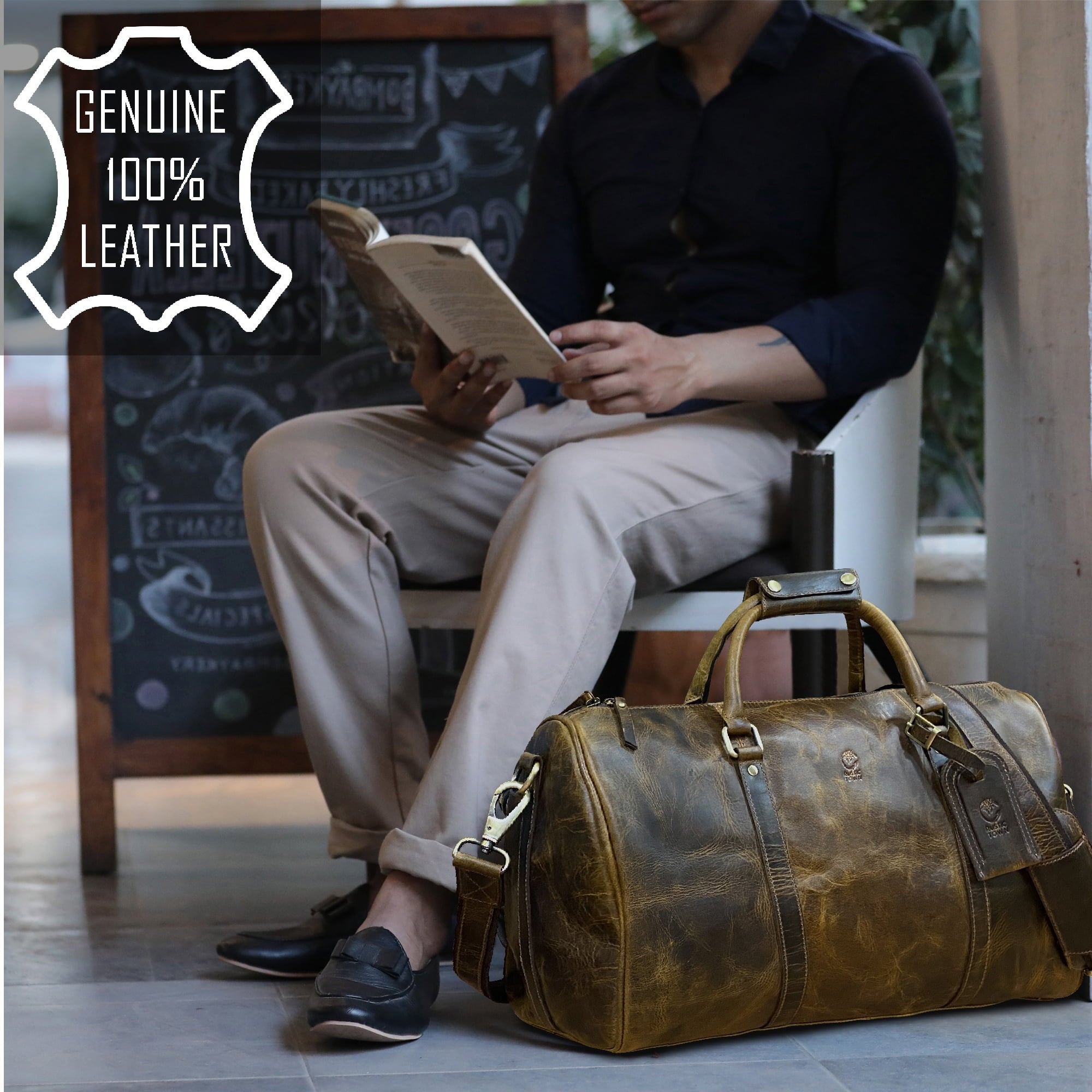 Leather Duffle Bag for Men Travel Gym Sports Carry on Luggage Duffel Bag Overnight Weekender Gift by