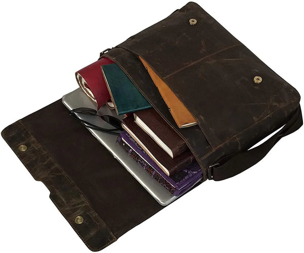 New  Adjustable Straps Vintage Leather 18 Inch Briefcase Shoulder Laptop Bag