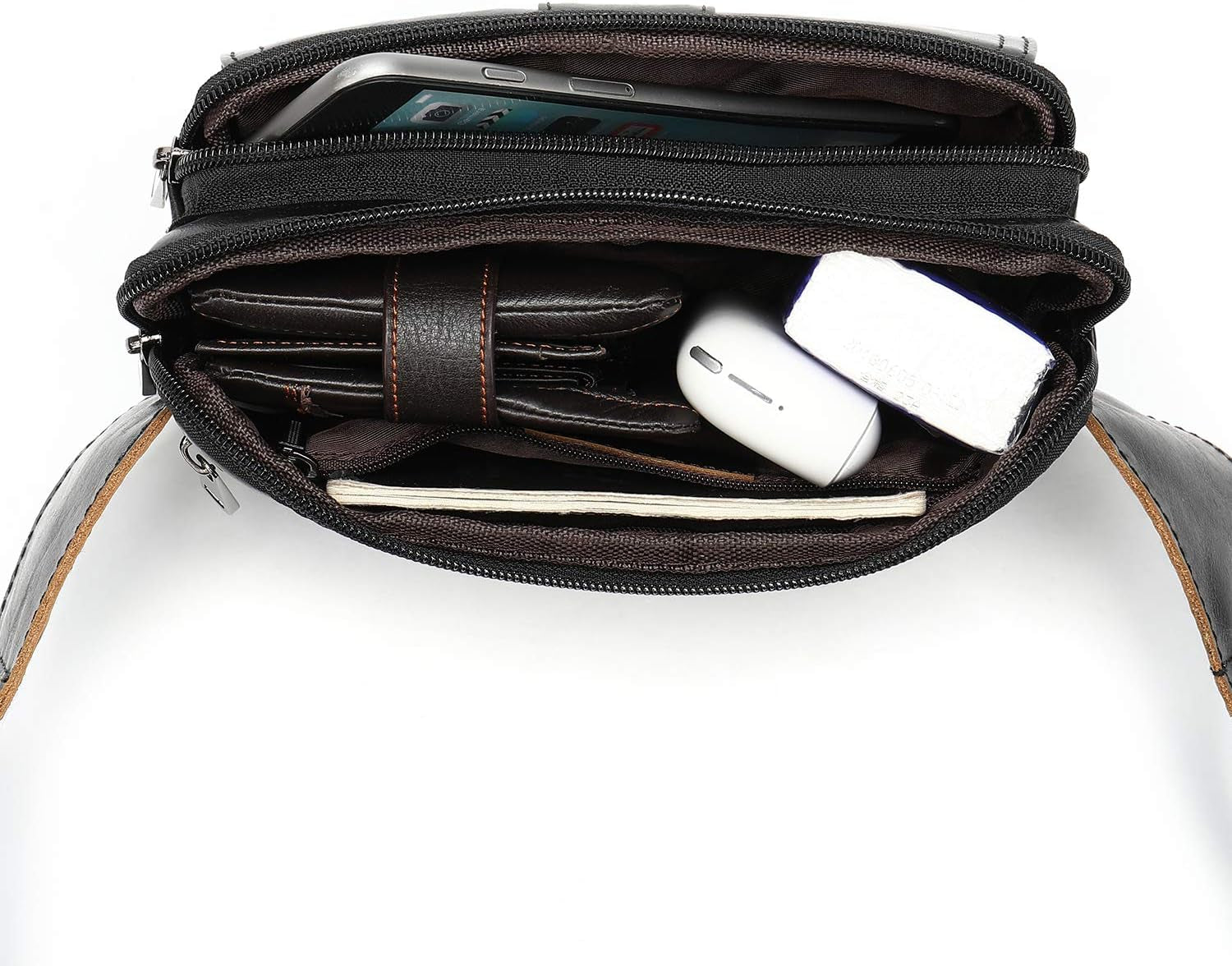 Fanny Pack for Men and Women, Leather Sling Waist Bag for Hiking Running Travel - Durable Cowhide Leather