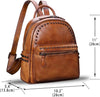 Genuine Leather Backpack for Women Vintage Real Leather Knapsack Purse Shoulder Rucksack Fashion Daypack Bag (Brown)