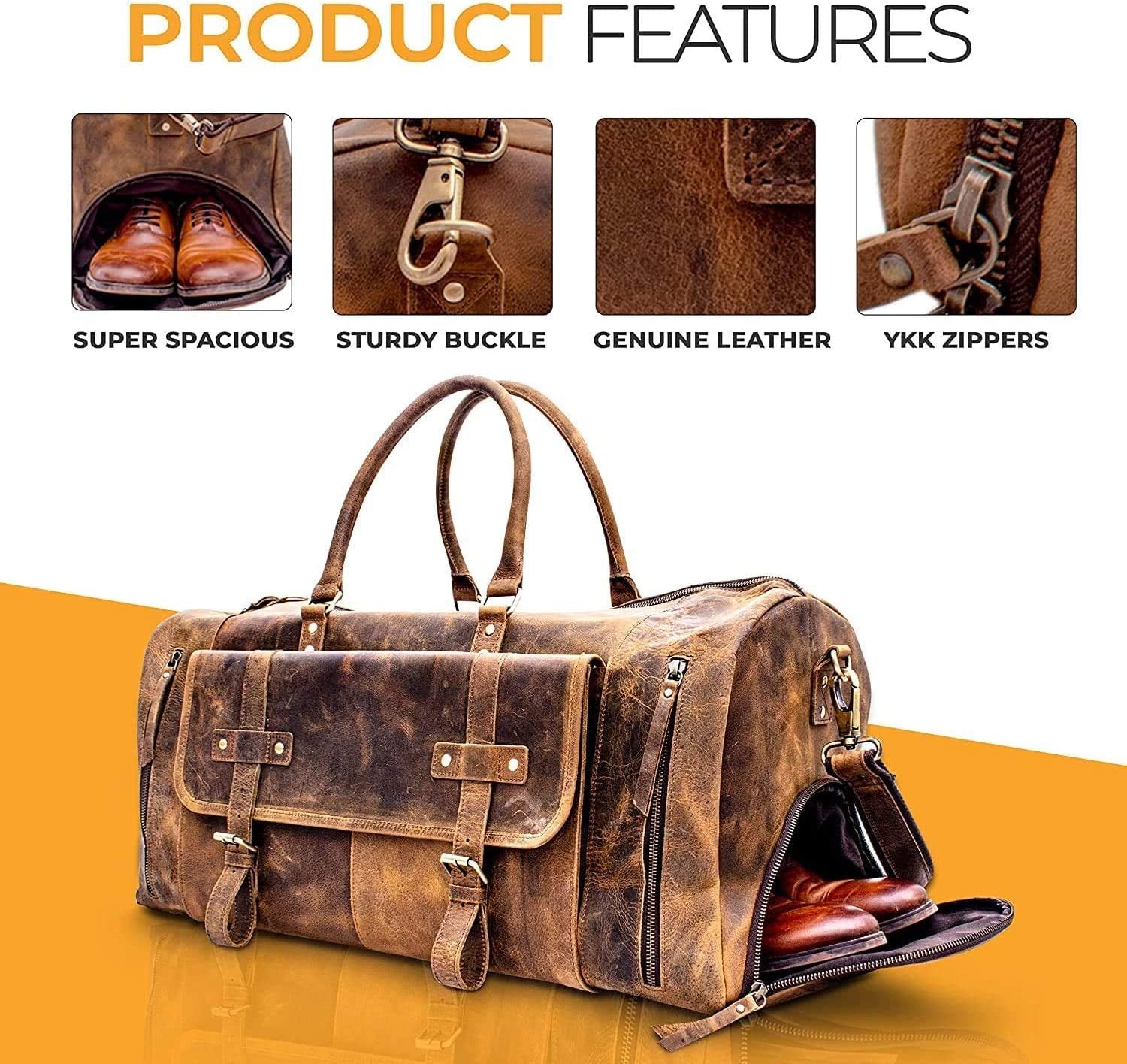 Genuine Leather Travel Duffel Bag