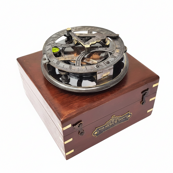 Nautical Sundial Compass in Rosewood Case – Vintage Gift for Explorers