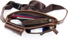 Cowhide Waist Fanny Pack-Genuine Leather and Slim with Adjustable Waistband Oil Coffee