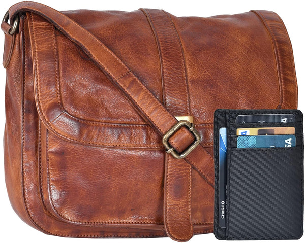 Real Leather Crossbody Bags for Women - Slim Wallet & Cross over Purse Shoulder Bag Women'S Handbags Sling Christmas Gift Tan