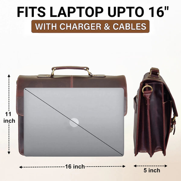 Leather Messenger Bag for Men 16" Laptop Office Business Briefcase Leather Computer Work Bag Shoulder Satchel by