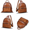 Genuine Leather Backpack for Women Vintage Real Leather Knapsack Purse Shoulder Rucksack Fashion Daypack Bag (Brown)