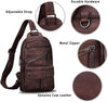 Genuine Leather Sling Bag for Men and Women Vintage Handmade Sling Backpack Shoulder Purse Crossbody Chest Bag (Coffee)
