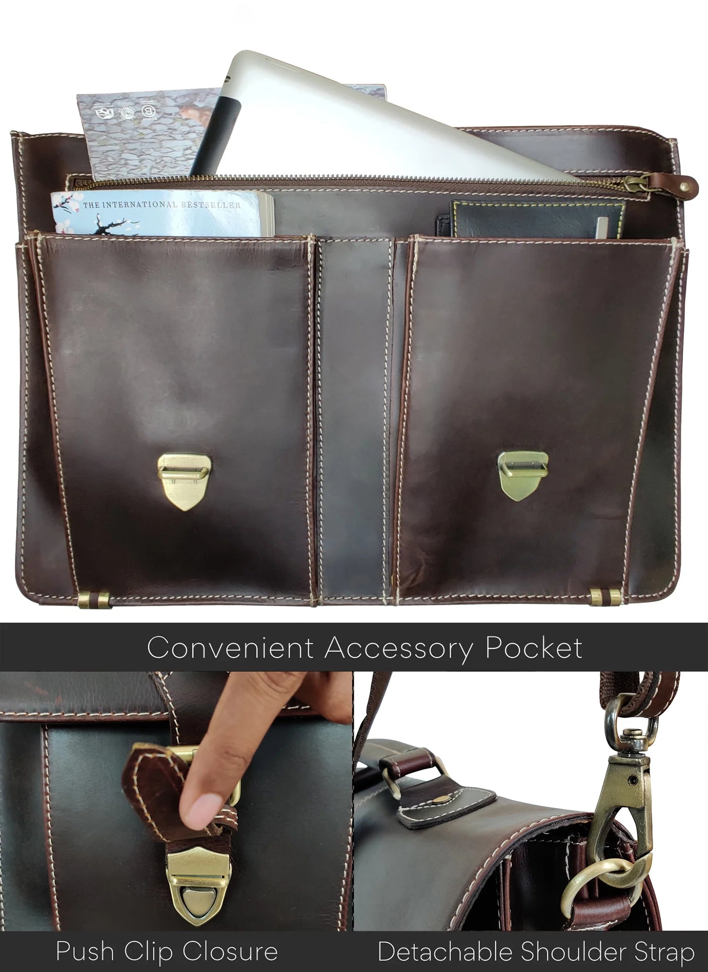 Leather Messenger Bag for Men 16
