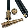 Vintage Telescope Walking Stick with Working Brass Telescope & Compass – 3-in-1 Collapsible Design Antique Finish