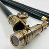Vintage Telescope Walking Stick with Working Brass Telescope & Compass – 3-in-1 Collapsible Design Antique Finish