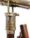 Vintage Telescope Walking Stick with Working Brass Telescope & Compass – 3-in-1 Collapsible Design Antique Finish