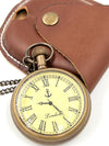 Victoria London Antiqued Brass Pocket Watch – Timeless Elegance in a Leather Case