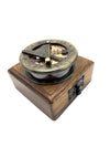 Handcrafted Stanley London Replica sundial compass with wooden box
