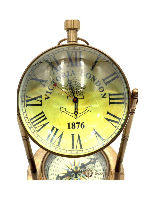 Victorian Model London 1876 Brass Desk Clock