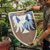 Handcrafted Medieval Winged Crest Shield – Vintage Wooden Wall Decor