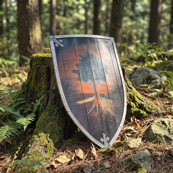 Handcrafted Tree of Life Viking Shield Wall Decor – Medieval Wooden Shield Art