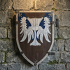 Handcrafted Medieval Winged Crest Shield – Vintage Wooden Wall Decor