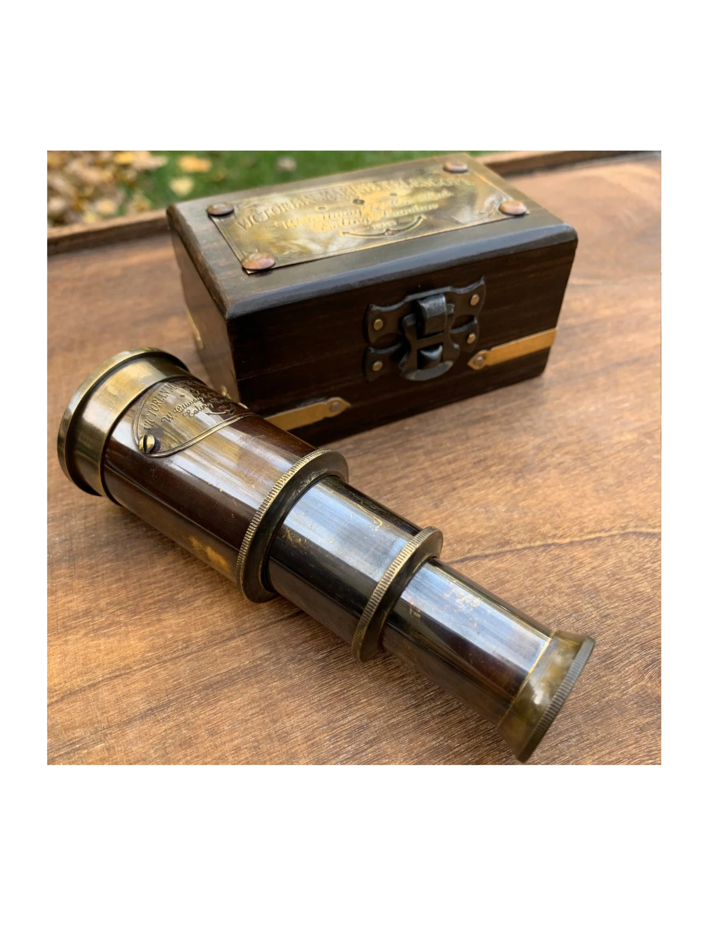 Antique model  Victorian Marine Telescope with Wooden box- Handcraft Culture