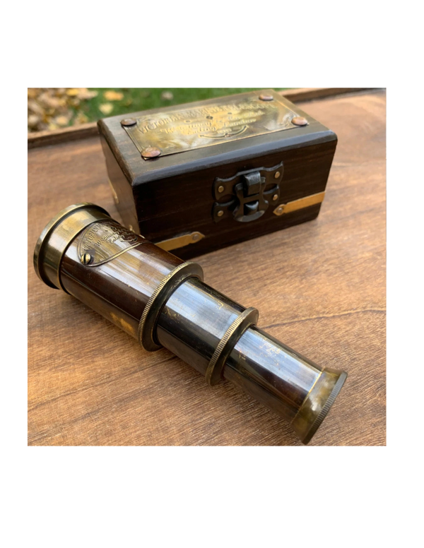 Antique model  Victorian Marine Telescope with Wooden box- Handcraft Culture