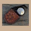 Compass Locket Sundial – Antique Brass Pendant with leather bag
