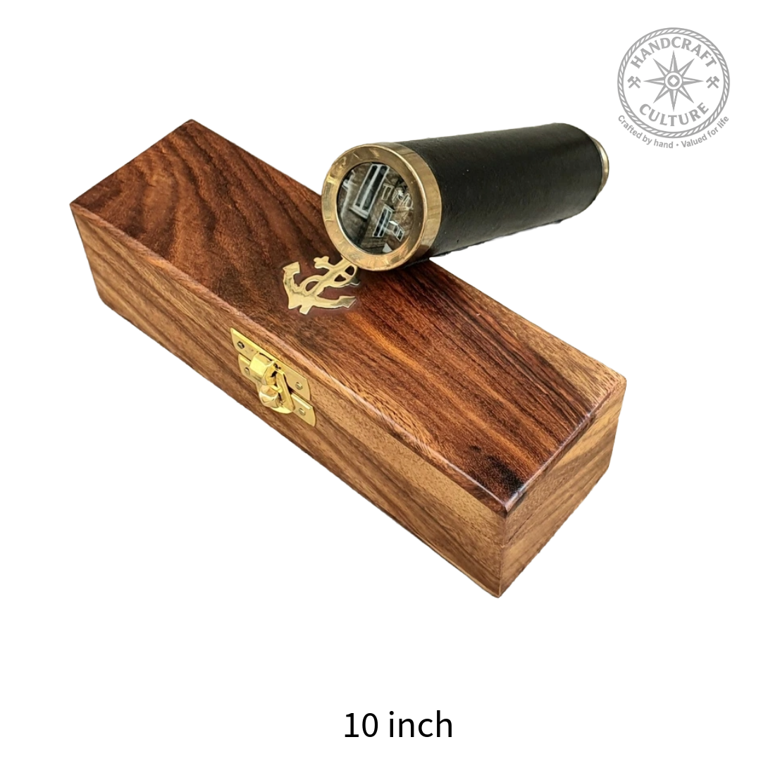 Vintage model Brass Pocket Telescope With Wooden Box