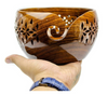 Rosewood Crafted Wooden Yarn Bowl with Carved Holes & Drills.