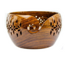 Rosewood Crafted Wooden Yarn Bowl with Carved Holes & Drills.