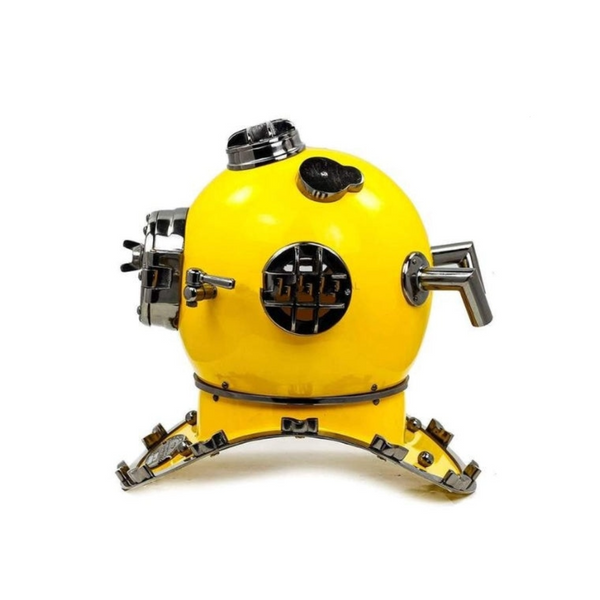 Mark V, 18" Yellow Deep Sea Diving Helmet - Handcrafted Nautical Display Piece
