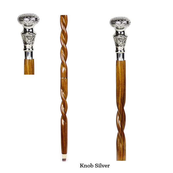 Handmade Spiral Rope Style Victorian Handcrafted Head Brass Walking Sticks.