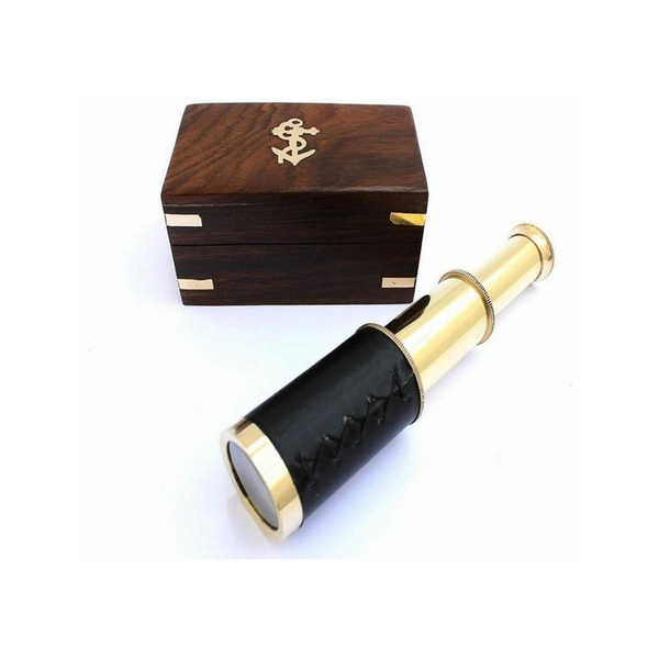 Vintage model Brass Pocket Telescope With Wooden Box