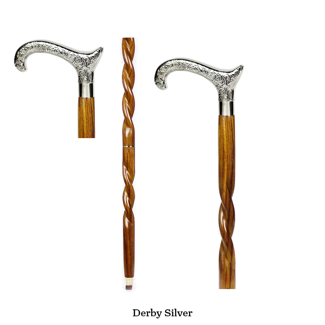 Handmade Spiral Rope Style Victorian Handcrafted Head Brass Walking Sticks.
