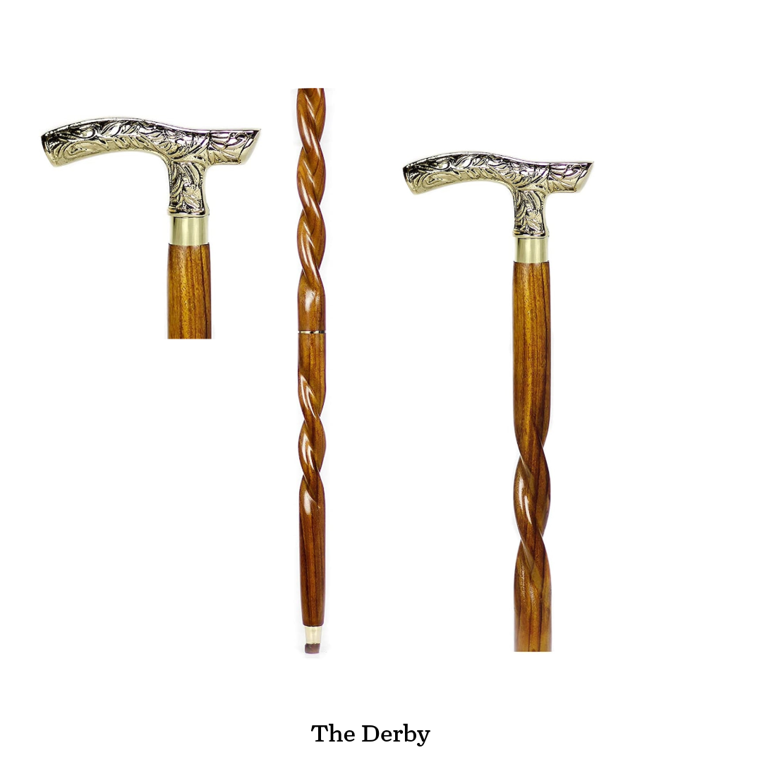 Handmade Spiral Rope Style Victorian Handcrafted Head Brass Walking Sticks.